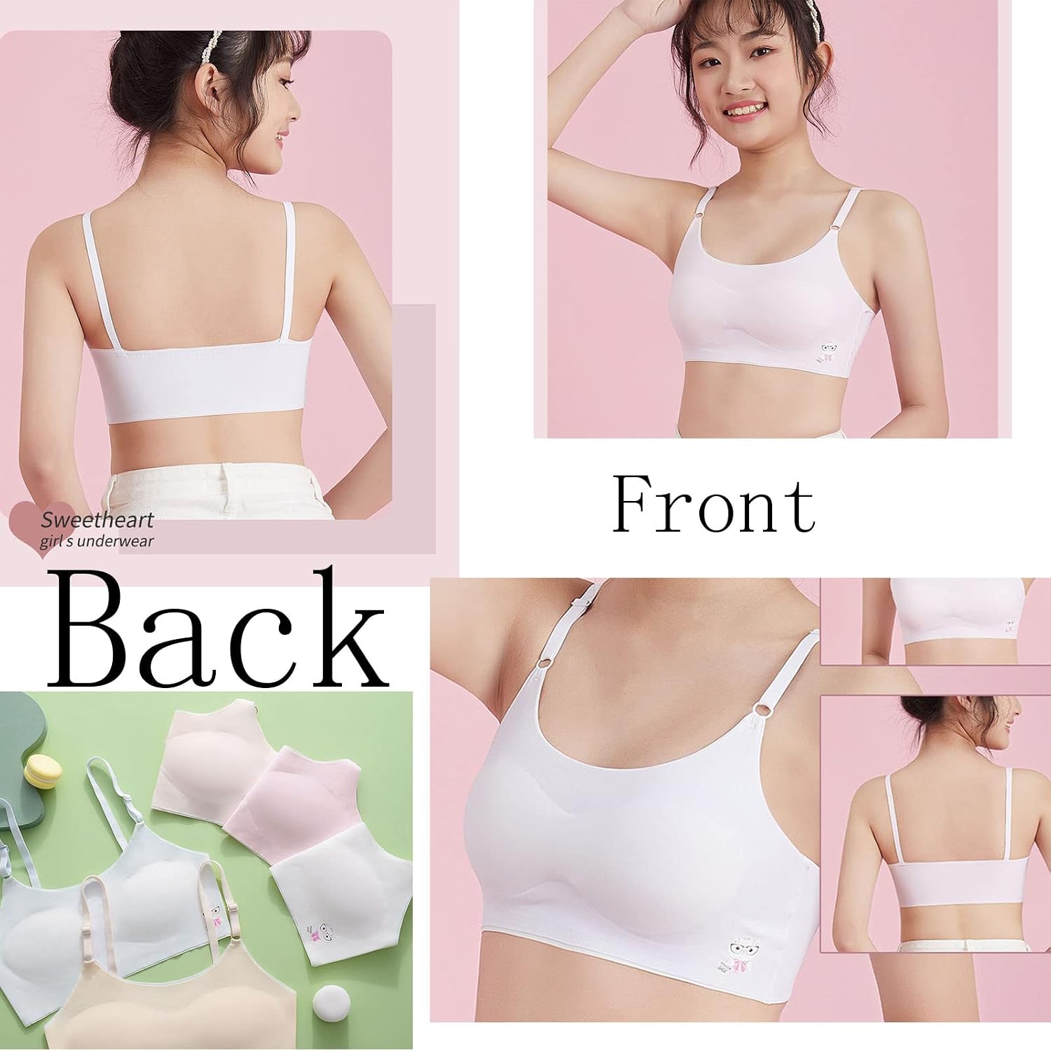 Girls Training Bra-Racerback Sports Seamless Bras, Teen Bra Comfort Seamless, Girls Bra image 3