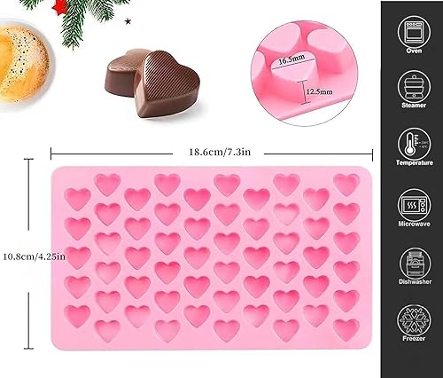 Miniatura 2 de Paquete de 2 moldes de silicona con forma de corazón de 55 cavidades, molde reutilizable para hornear dulces, para hornear, molde de chocolate con