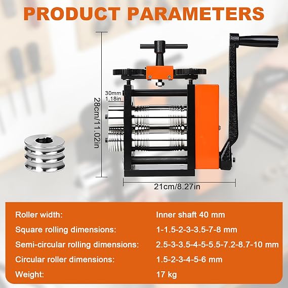 Rolling Mill Machine for Jewelry Making - 4-in-1 Multi-Function Manual Tableting Press Tool for Metal Sheet and Wire