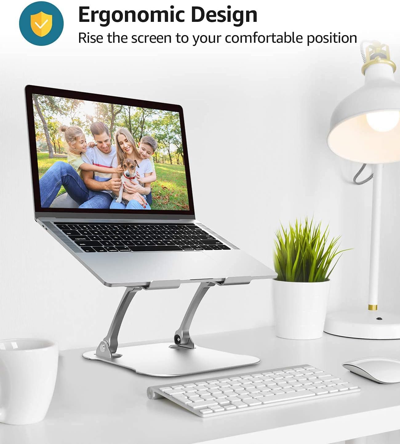 Adjustable Laptop Stand, FRIEET Portable Laptop Riser with Heat Vent, Ergonomic Computer Stand Work from Home, Compatible with 10''-18" MacBook Air Pro, iPad, Lenovo, Dell HP Notebook - Silver : Electronics