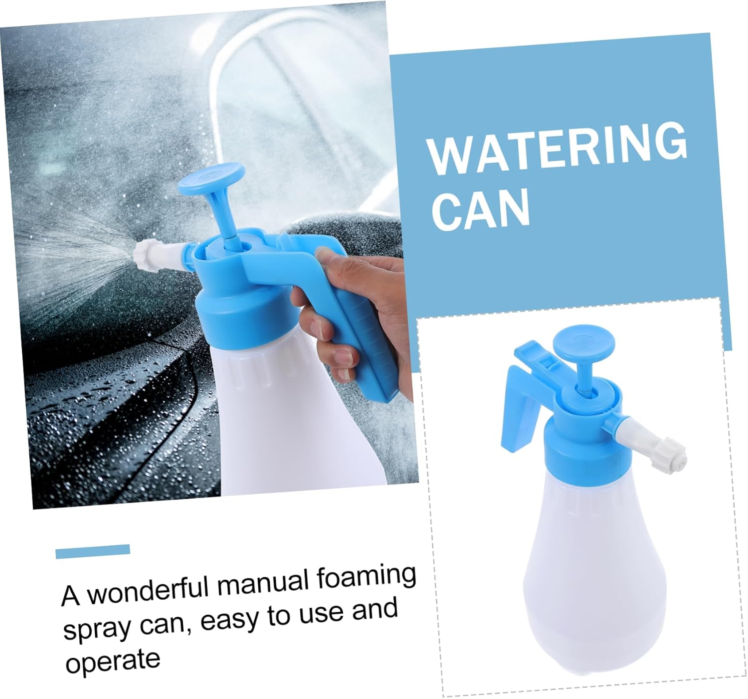 Manual Foaming Sprayer Car Wash Bottle 1.8L Plastic Blue