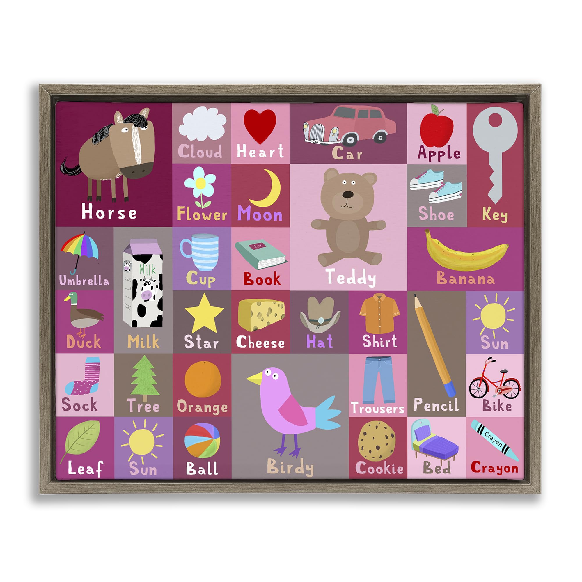 'Pink First Words'| Floating Frame Canvas Art
