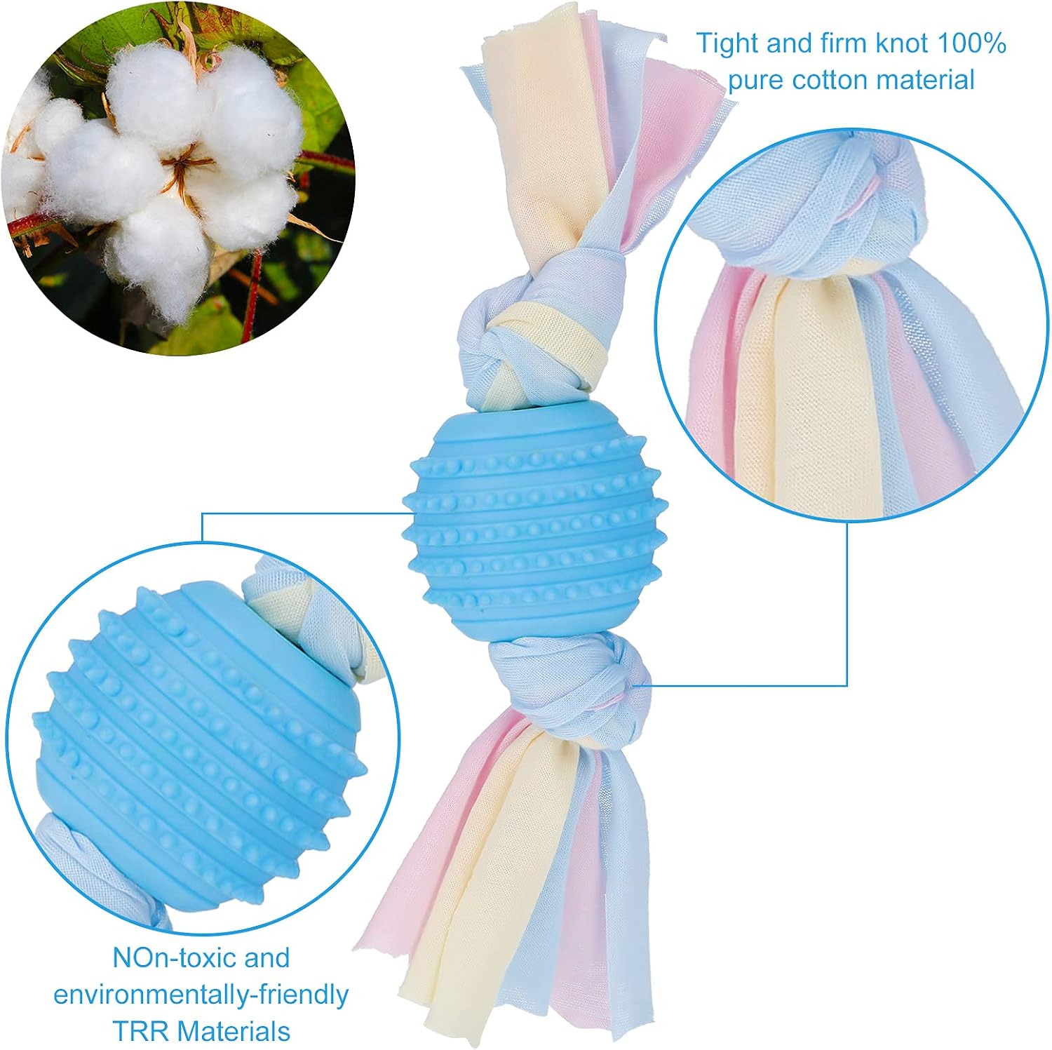 tao pipe 7PCS Puppy Teething Toys Dog Chew Toys Set including Ball and Cotton Ropes Interactive Pet Toys for Small Puppies and Medium Dogs - Image 4