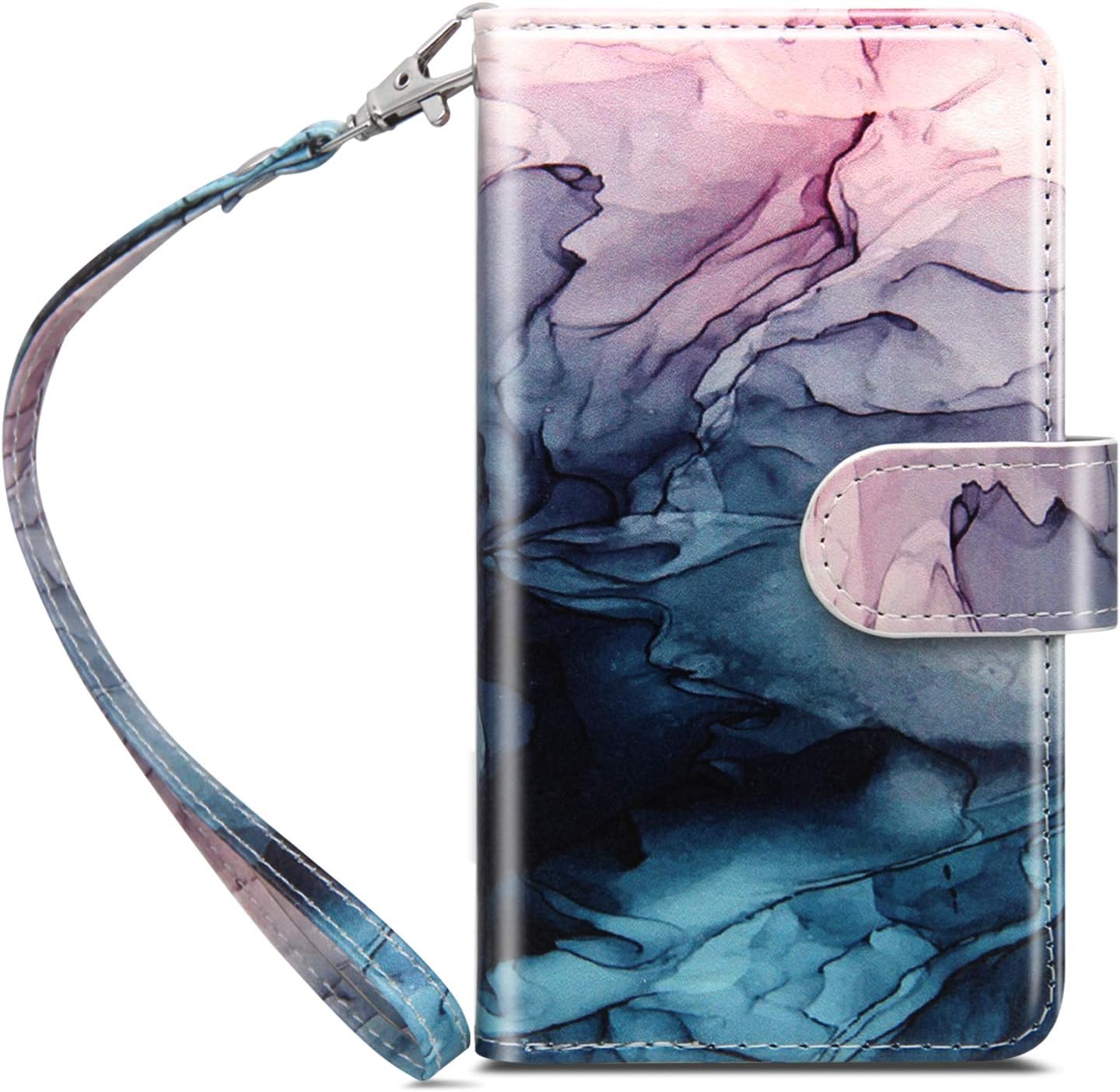 Dailylux Case for iPhone 8, iPhone 7 - [Built-in 9 Card Slots] Premium PU Leather Luxury Bling Flip Wallet Case for Apple iPhone 7/8 4.7 Inch, Ink Watercolor