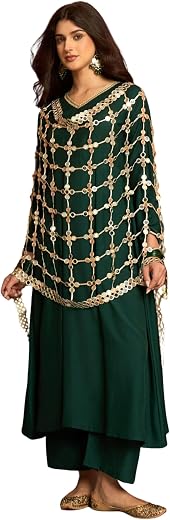 EthnicJunction Women’s Raw Silk Mirror Work Dupatta | EID Special Designer Dupatta | Festive &amp; Wedding Ethnic Wear Dupatta...