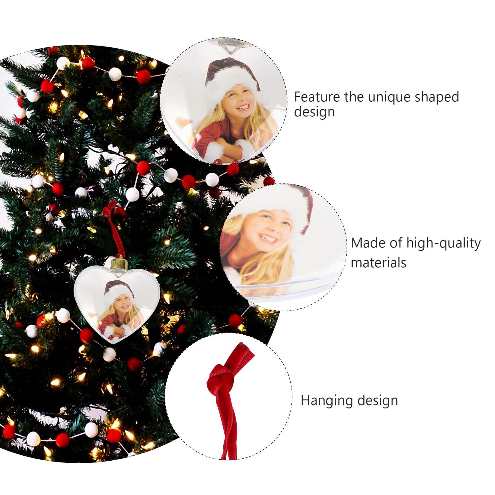 Colgantes DIY para Fotos de Fiesta 6 Piezas Corazón Transparente 8.5 Cm Adornos Colgantes de Plástico Decoración Fotográfica para Manualidades y Eventos