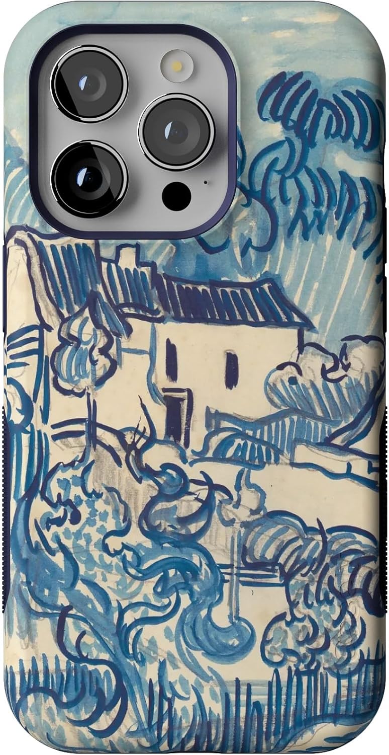 Casely iPhone 14 Pro Case | Van Gogh | Landscape with Houses | Bold Protective Design | Compatible with MagSafe