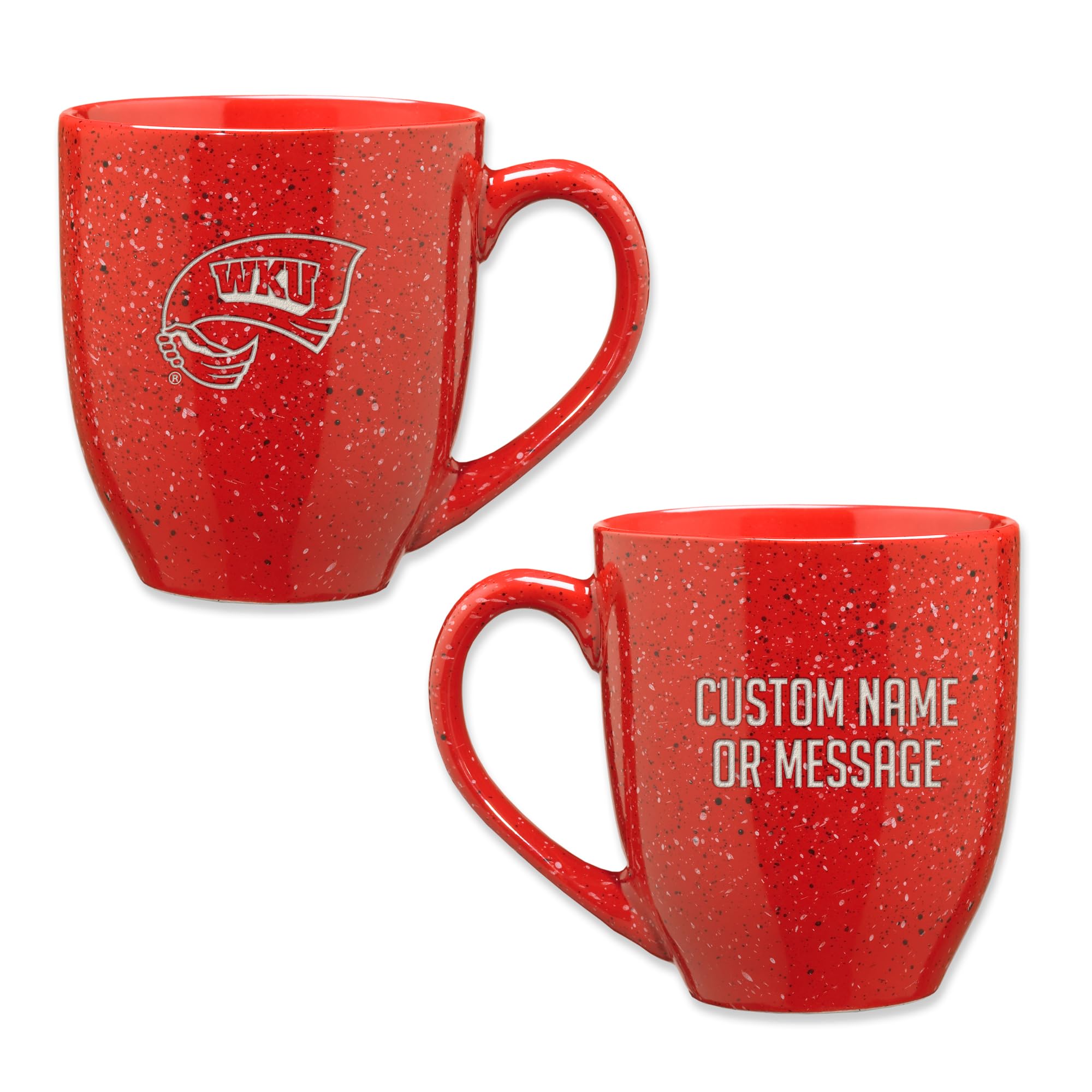 Rico Industries NCAA Western Kentucky Hilltoppers Red Personalized 16 oz Team Color Laser Engraved Speckled Ceramic Coffee Mug