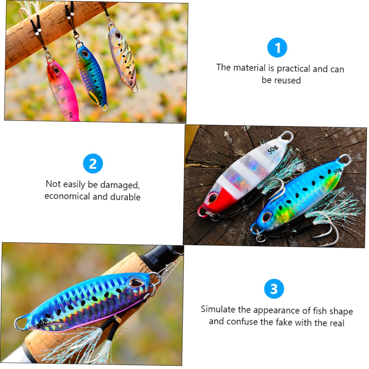 TOYANDONA Señuelos de Pesca Forma de Pez de Metal Reflectantes para Pesca al Aire Libre Sistema de Transferencia de Gravedad, Pack de 5 Piezas