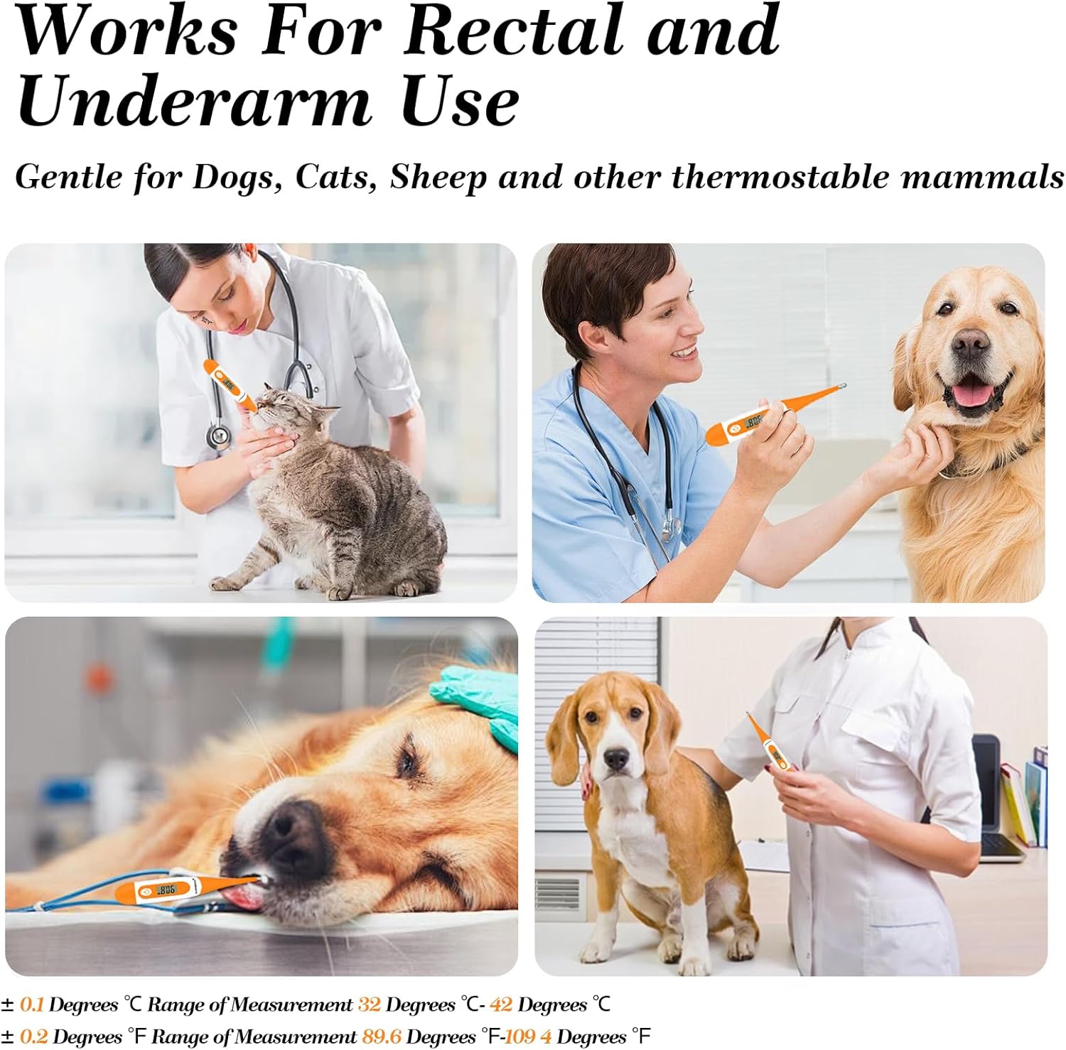 Digital Pet Thermometer for Accurate Fever Detect, Suitable for