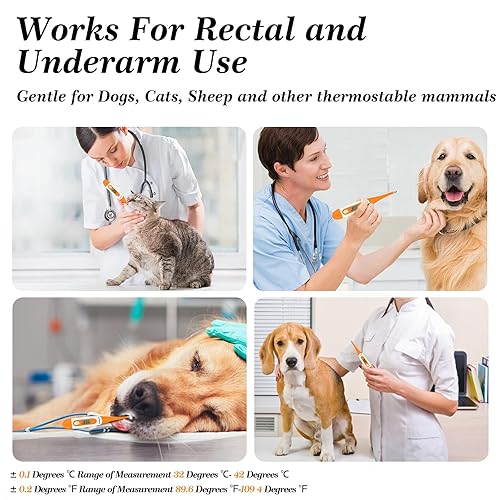 Miniatura 8 de Termómetro digital para mascotas para detección precisa de fiebre, adecuado para gatos, perros, caballos, veterinarios, termómetro impermeable para