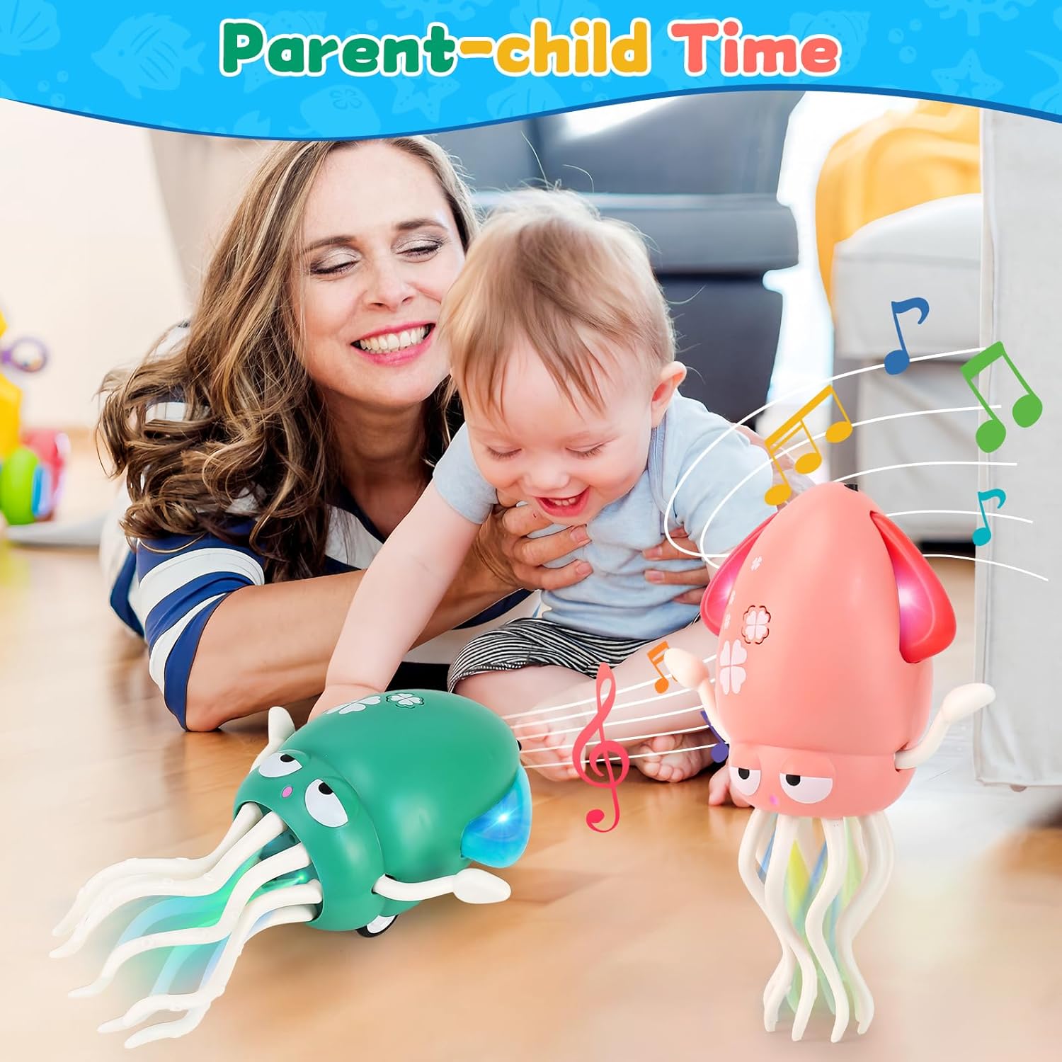 USB Rechargeable Dancing Octopus Baby Toy - Electric Crawling & Tummy Time Toy, Magical Musical Squid, Stress-Relief Desk Decor - Birthday for Kids Ages 1 2 3 4 5 6, Boys (Green) image 3 of 9 B0FBX321F1