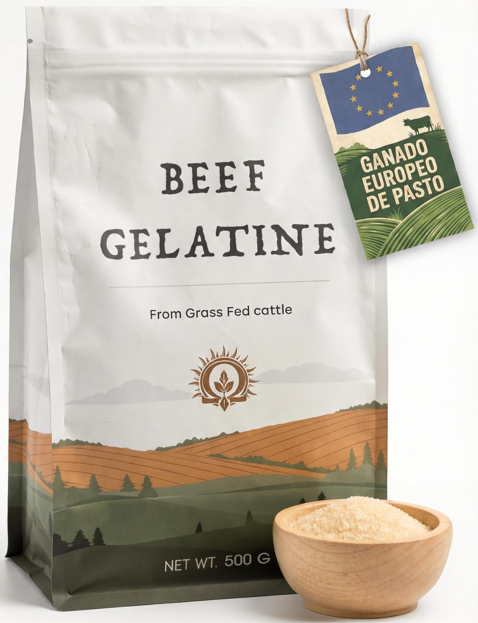 Gelatina Bovina 500 g - Polvo De Colágeno Natural Para La Salud De Los Huesos Y El Sistema Digestivo - Gelatina De Vaca En Polvo - Estabilizante Alimentario Para Cocina, Caldos Y Guisos