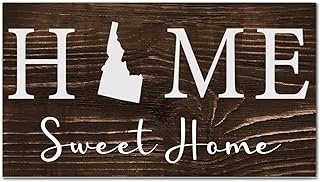 Welcome Wood Plaque Home Sweet Home Idaho Wood Sign Home Sweet Home Wall Hanging Sign US States Map Wooden Sign Decor For Living Room Bedroom Home Housewarming Gift 10" x 18" Wooden Plaque