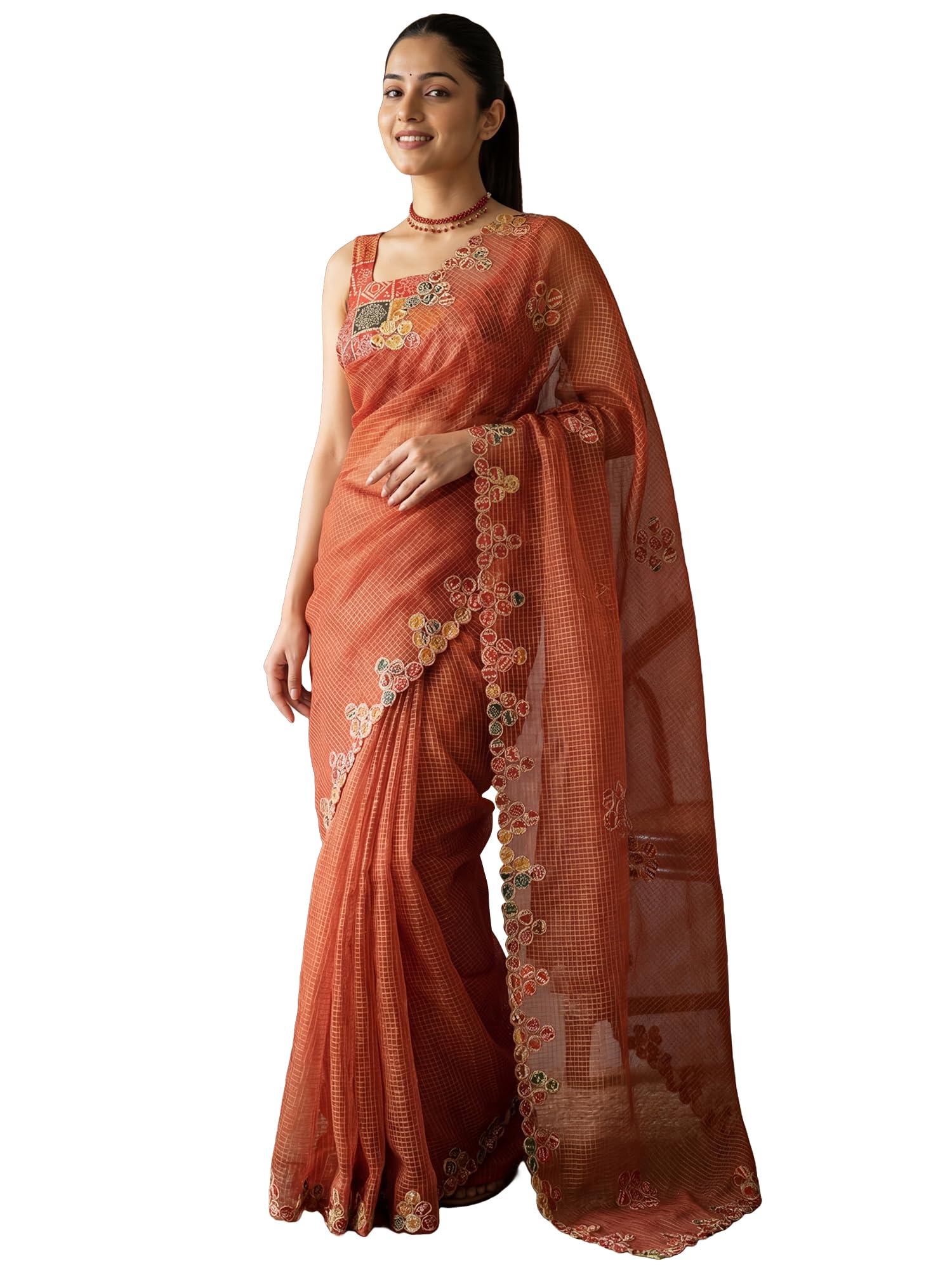 akhilam Women's Kota Doria Cotton Cut Work Ethnic Motif Print Saree With Unstitched Blouse Piece | saree for women | cotton saree for woman (SADAGI2001_BY_Parent)-picture-34
