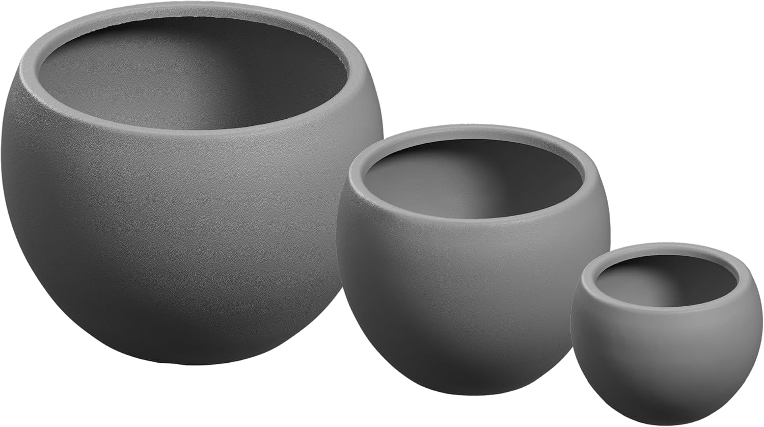 Beuta Large Planters for Outdoor Plants - Set of 3, 8/12/14 Inches Outdoor Planters for Porch - Tall Planter for Outdoor & Indoor Plants | Large Indoor Plant Pot - USA Made - Grey