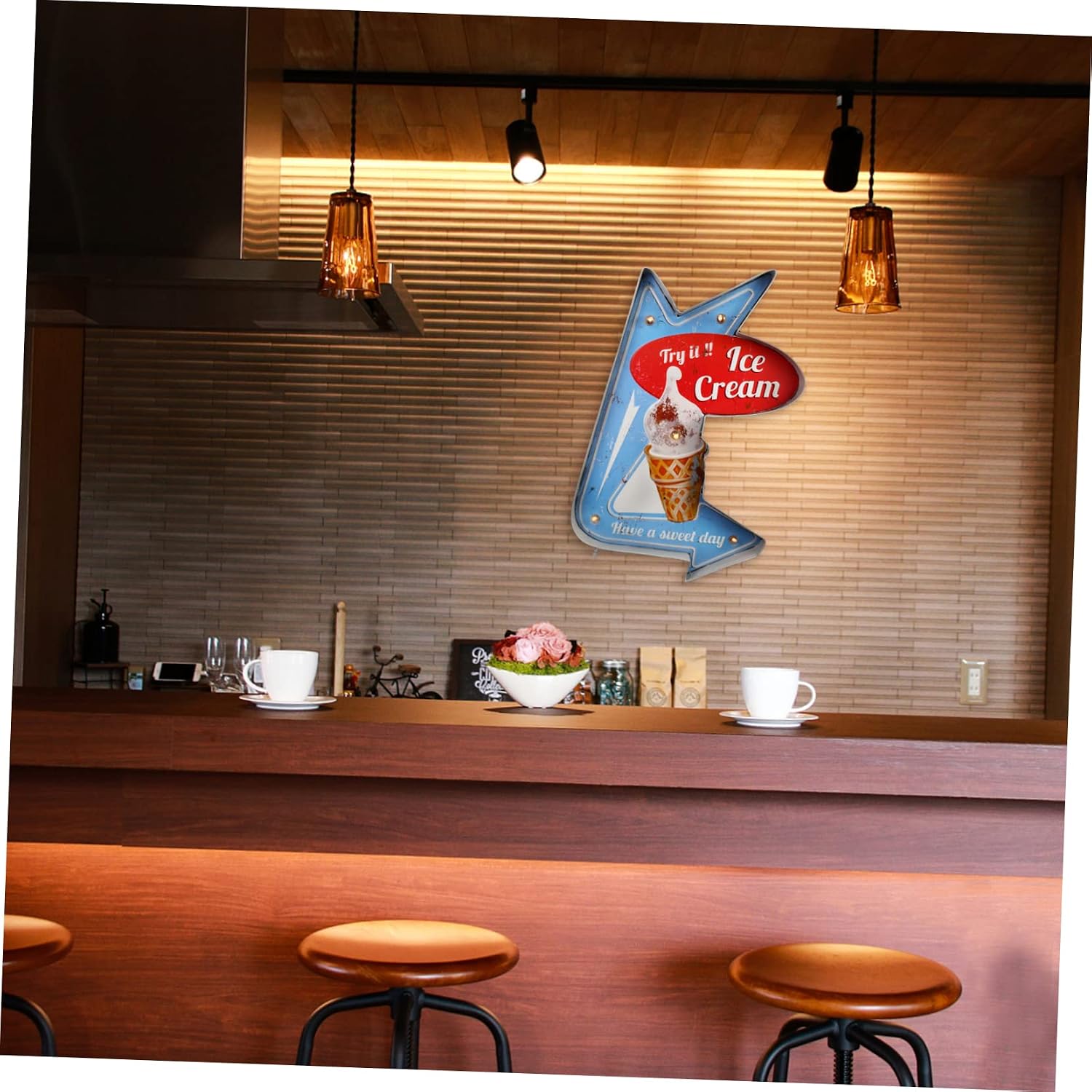 1Pc Retro Ice Cream Light Board Wall Decor for Home Shop for Candy Shops Birthday Parties and Unique Atmosphere Present for Ice Cream Lovers