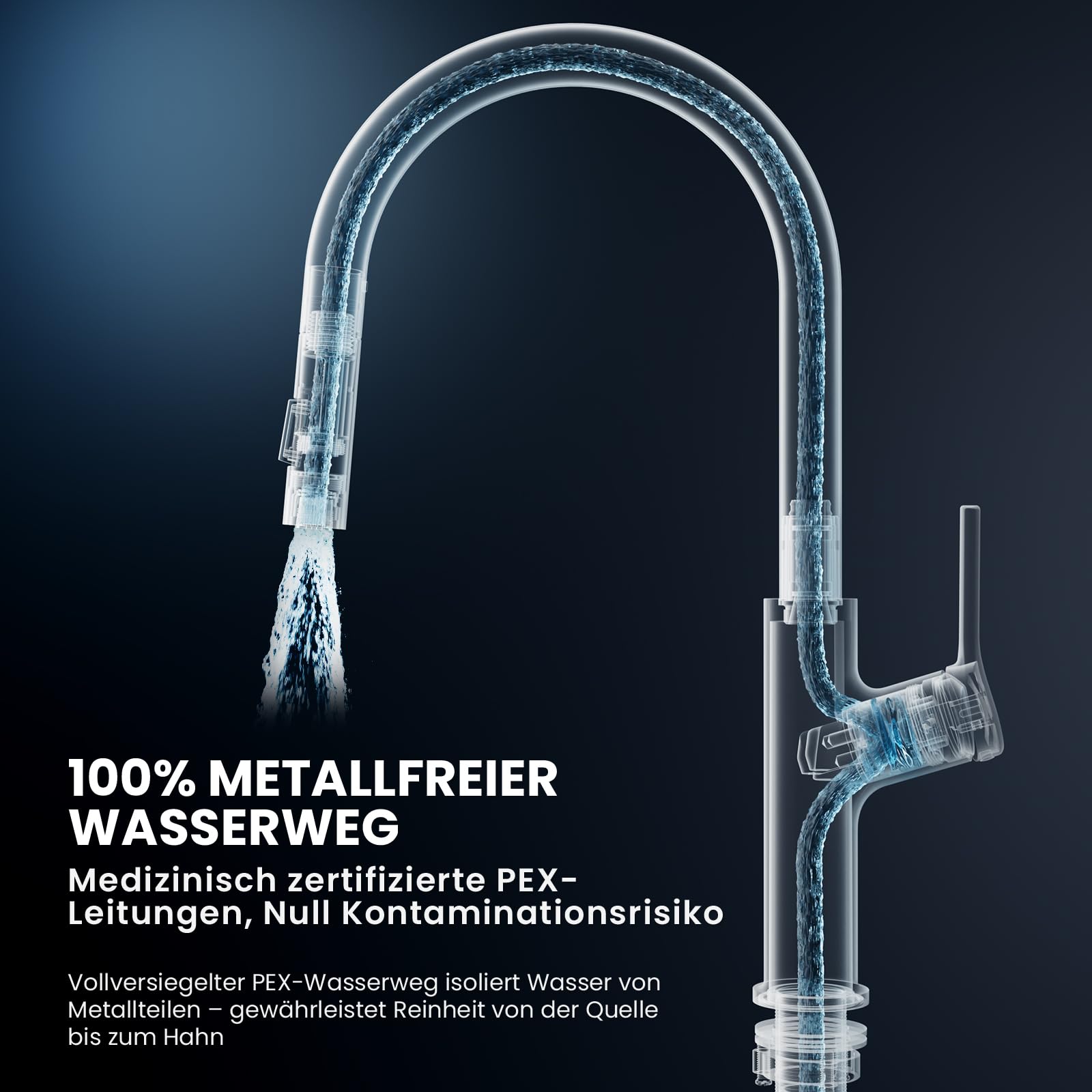 CECIPA Wasserhahn Küche Ausziehbar, Hochdruck Küchenarmatur