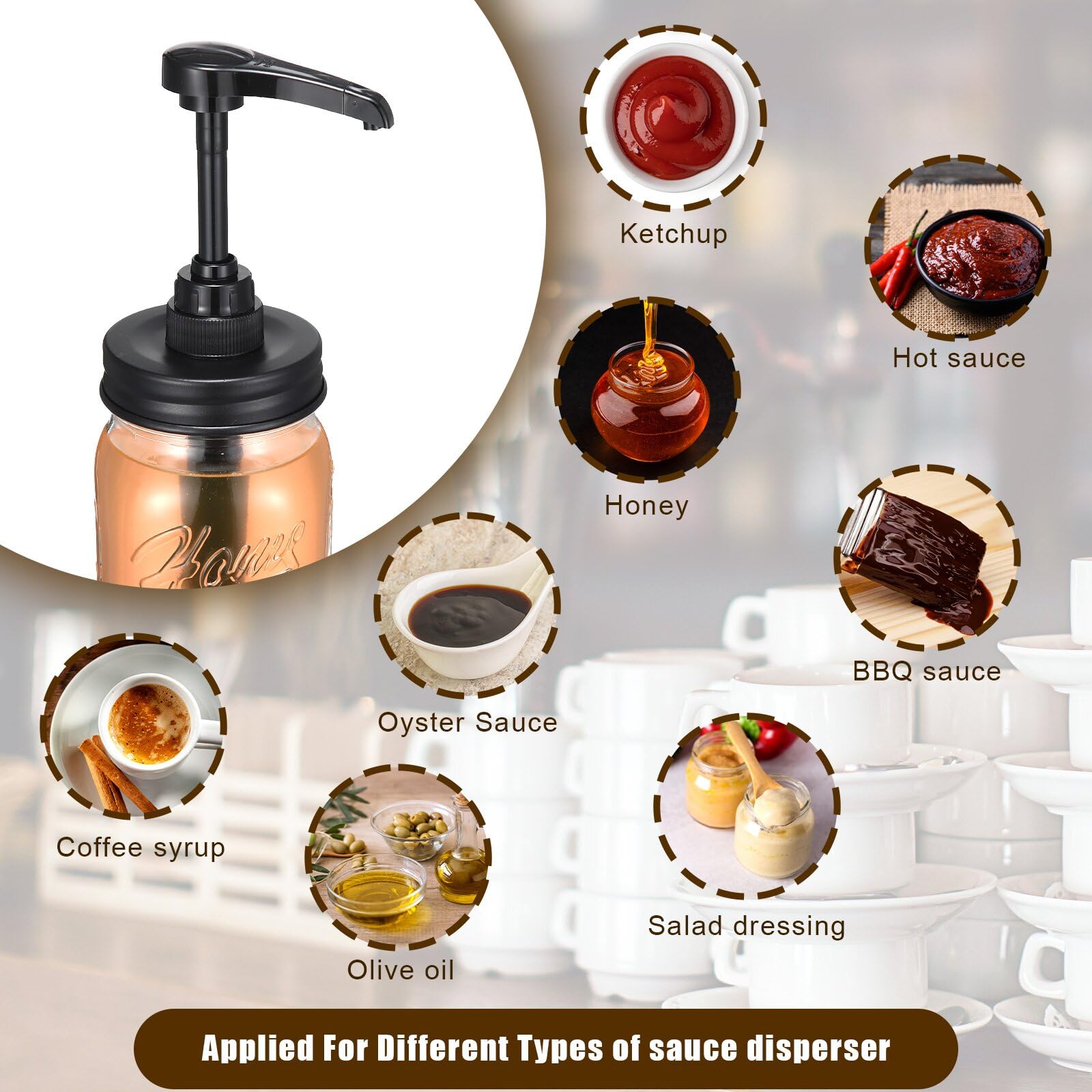 Bokon Lot De 10 Distributeurs De Sirop à Pompe Pour Pot Mason - Pompe En Plastique Antirouille Pour Miel, Condiments Liquides, Ketchup, Glaçage Au Café