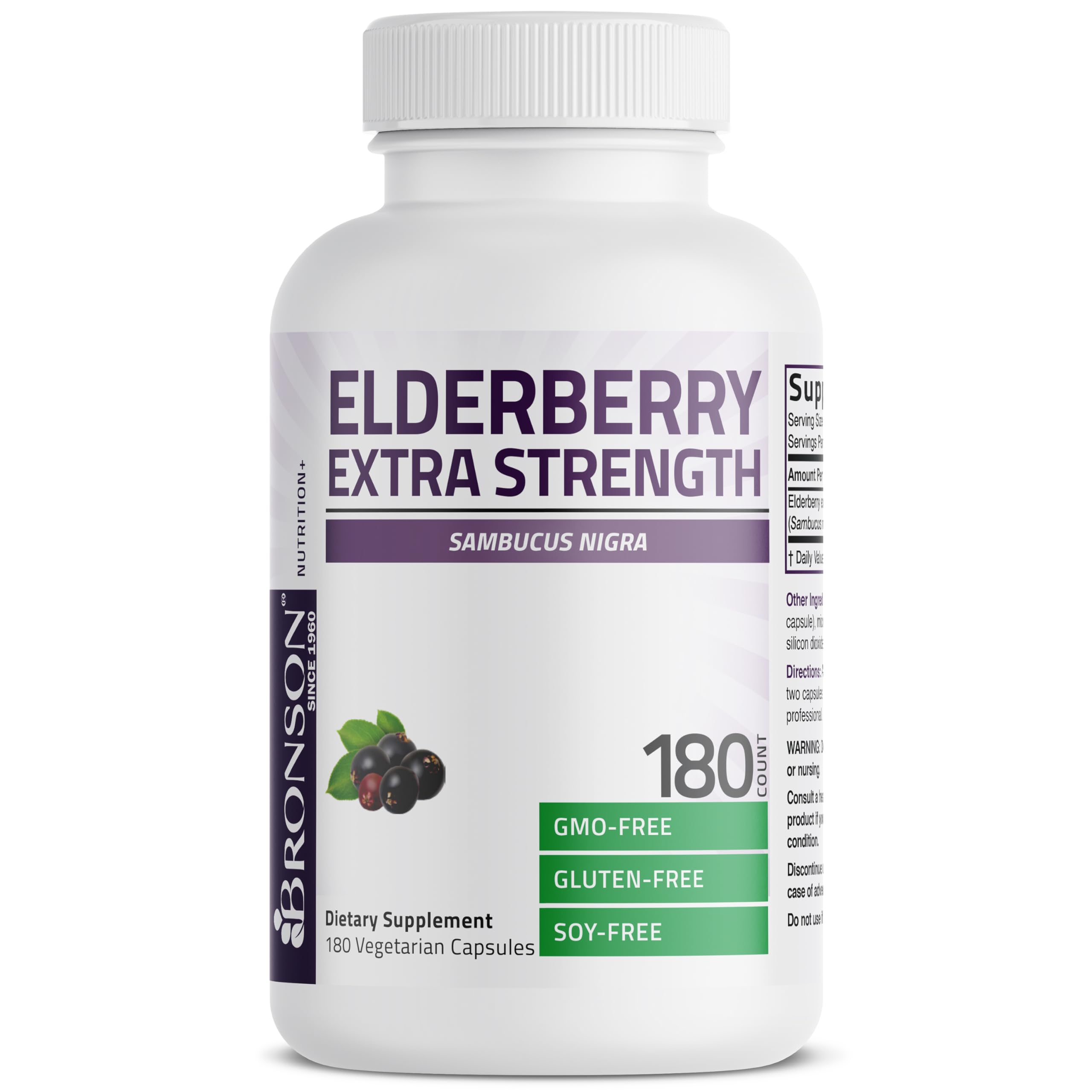 Bronson Elderberry Extra Strength Immune Support, 180 Vegetarian Capsules — Amazon image 3