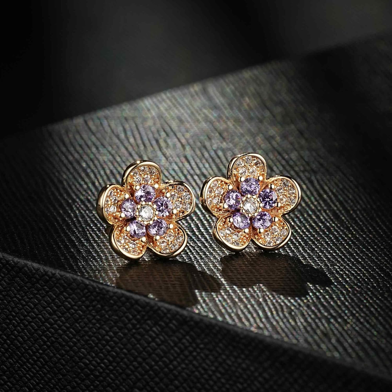 Austrian Crystal Flower Stud Earrings for Women 925 Sterling Silver Hypoallergenic Fashion Jewelry - Image 3