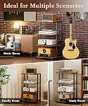 4-Tier Media Storage Stand, Audio Media Rack for Living Room, Gaming Room, Music Studio, Wooden Game Console Shelf for TV Accessories/Audiovisual Equipment/Optical Disc/PS4, Black