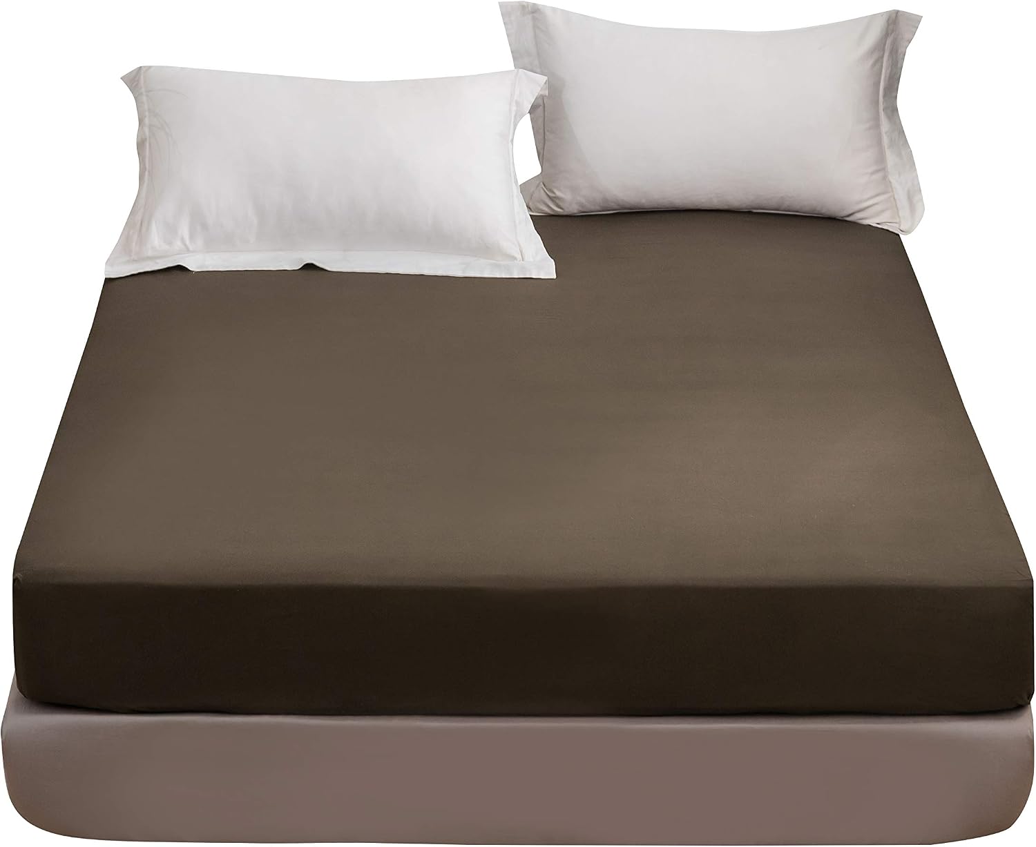 Fitted Bottom Sheet Only Premium 1814 Ultra-Soft Fade Resistant Brushed Microfiber Deep Pocket Queen Coffee