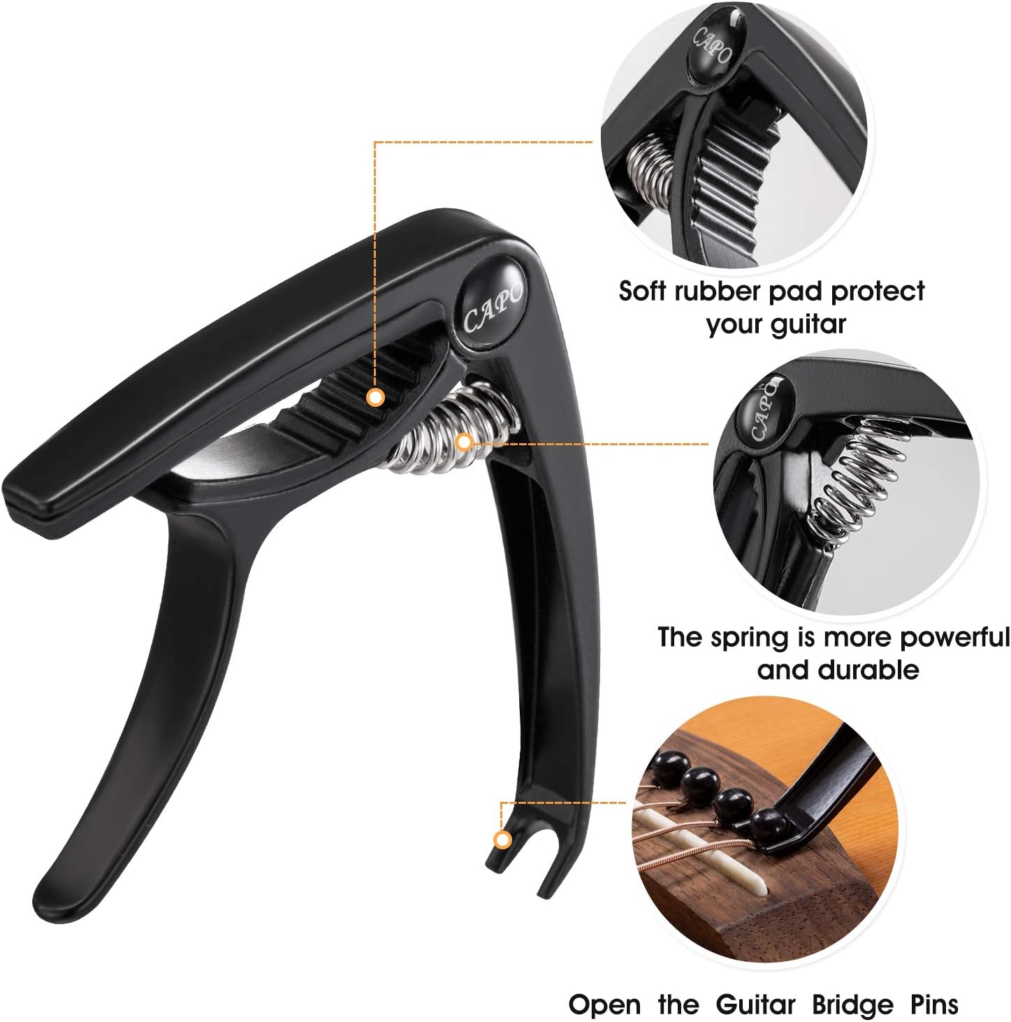 9 Pieces Guitar Accessories Kit Including Guitar Tuner,Guitar Capo,3 in 1 String Winder, Guitar Picks, Plectrum Holder (Tuner + Capo)