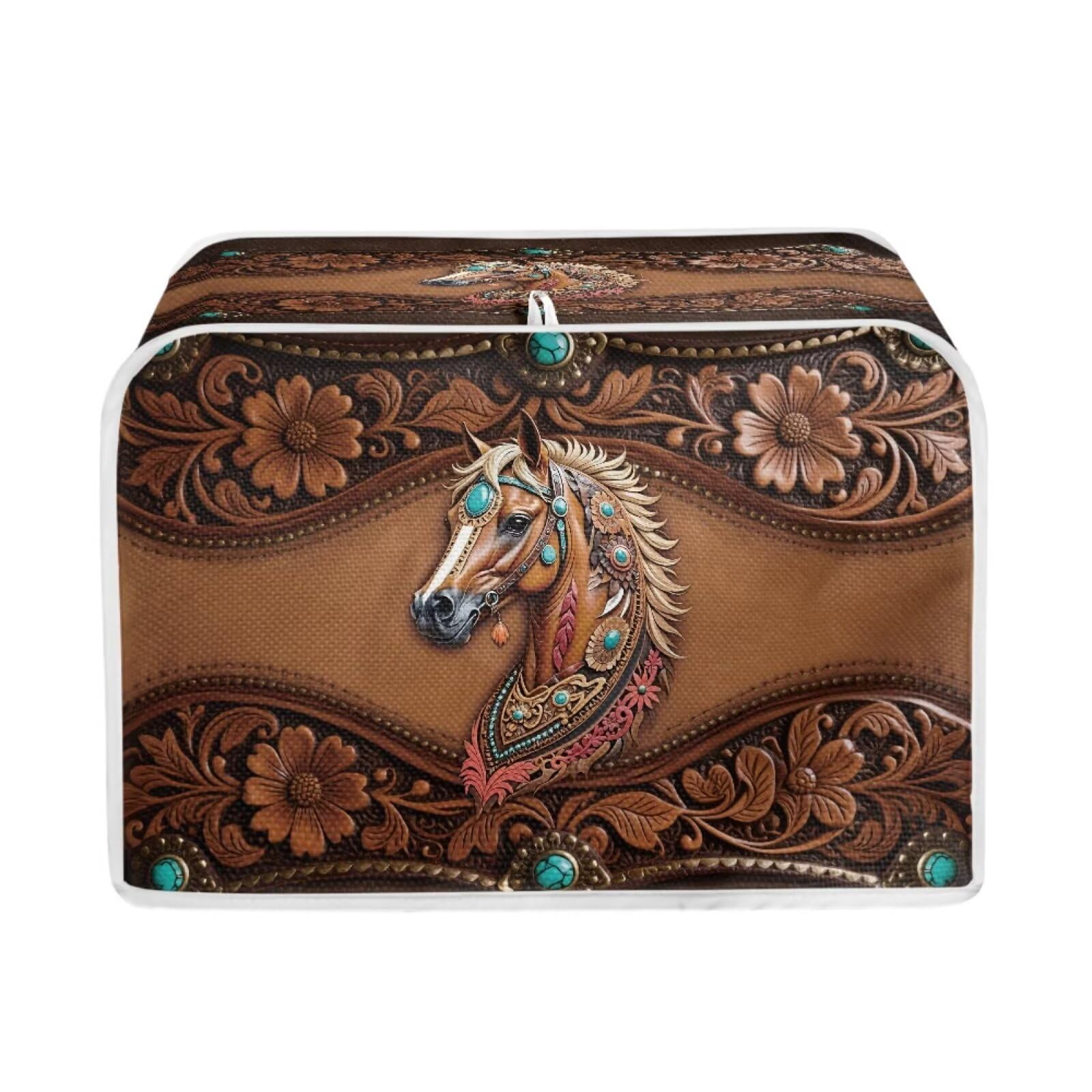 Horse Print 2 Slice Toaster Dust Cover Washable Bread Maker Cover for Anti-dust and Fingerprint Universal Size
