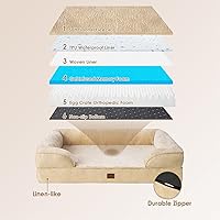 Vista 359 de EHEYCIGA - Cama ortopédica para perro grande, impermeable, de espuma viscoelástica y espuma tipo caja de huevos, bordes elevados, antideslizante