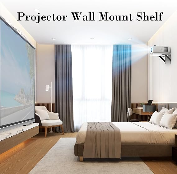 DAWASAPAT Projector Wall Mount Floating Shelf, 15.7 * 9.8 inch White Mini Shelf Stand/Rack Holder/Router Shelf Modem Cable Box Shelf with Cable Ties