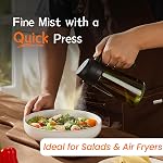 TrendPlain 470ml Olive Oil Dispenser Bottle for Kitchen Gadgets - 2 in 1 Dispenser and Sprayer - Olive Oil Spray Bottle w/Stickers (Light Blockage) - BPA Free - Black