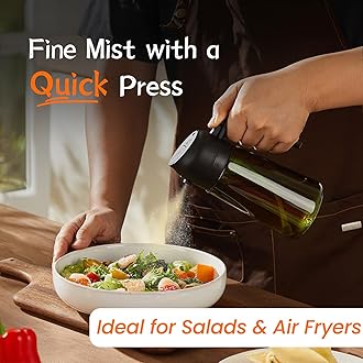 TrendPlain - Original 16oz/470ml Olive Oil Dispenser Bottle for Kitchen Gadgets and Air Fryer Accessories - Olive Oil Sprayer for Cooking w/Stickers - Black&Navy