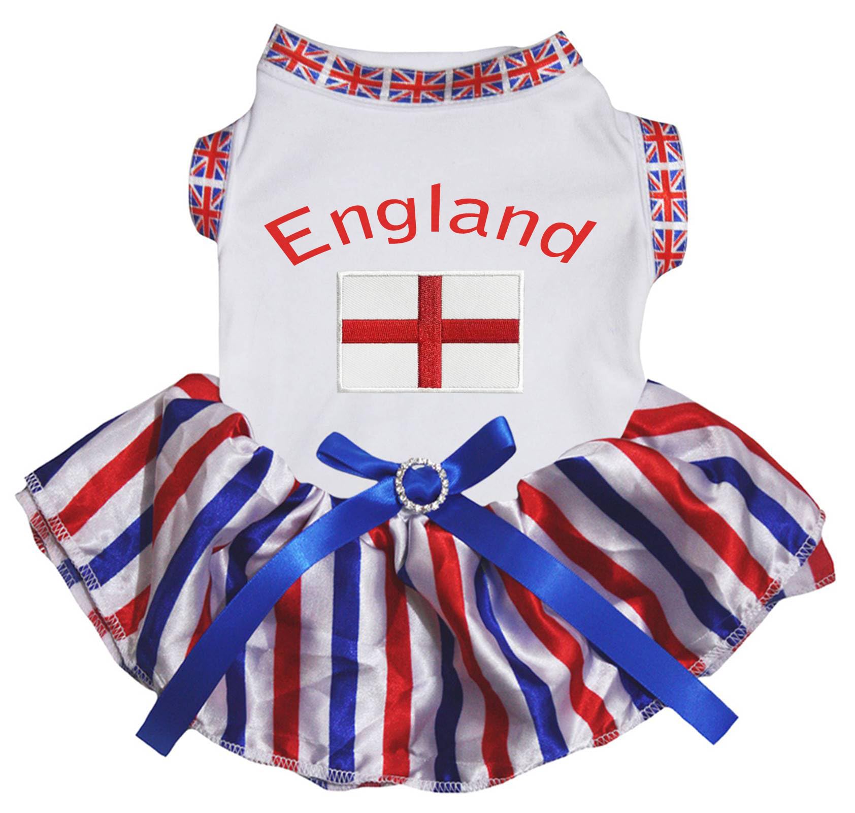 Robe pour chien Blanc motif British taille M avec rayures élégantes