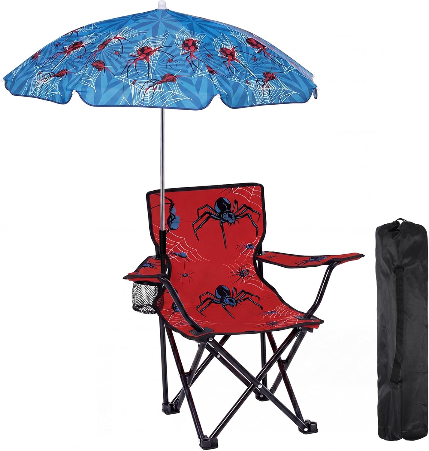 Redbaker Mermaid Kids Beach Chair with Umbrella Pink Toddler Folding Lawn and Camping Chair with Summer Shade for Boys Girls Outdoor Pool Travel Picnic