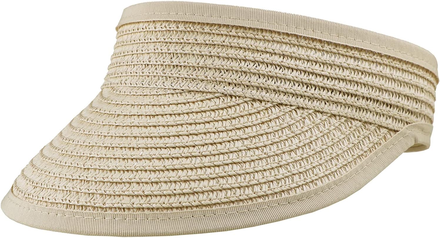 Sun-Visor-Hat for Kids Foldable Straw-Beach-Hat Baby-Girls Summer UPF 50+ Sun-Hat