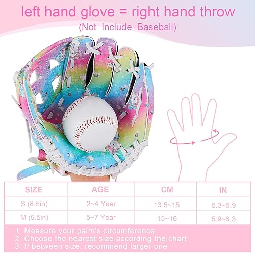 Miniatura 2 de FIODAY Guante de béisbol para niños, guantes de sóftbol de unicornio para niñas, guantes de béisbol con bolsa de cordón, guante de pelota para