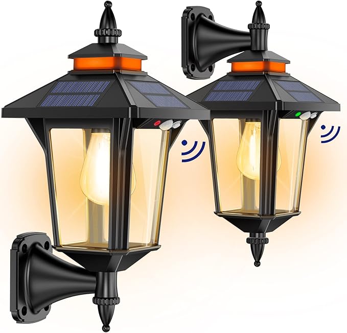 Aqonsie Solar Porch Lights Outdoor with 3 Lighting Modes & Motion