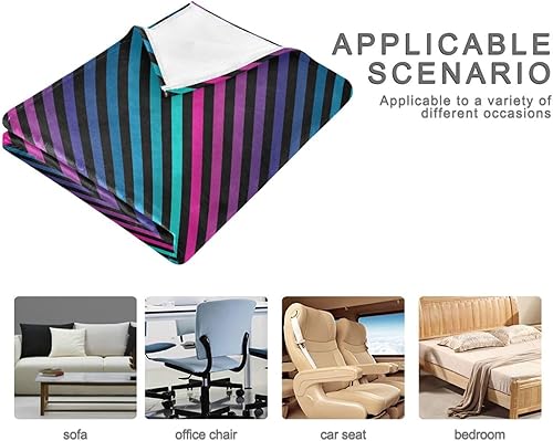 Miniatura 4 de Diagonal Stripes Pattern Bright Ultra-Soft Bed Blanket, Microfiber All Season Use Plush Travel Blankets Adults Kids Home Decor Camping Office Throws