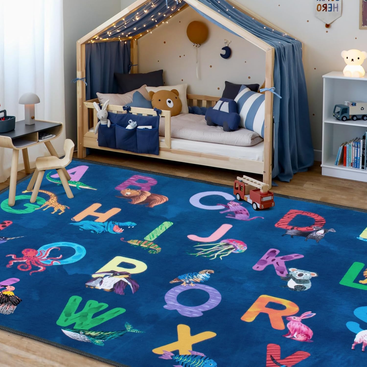 Classroom Rug Elementary Colorful Alphabet Kids Rugs for Playroom Machine Washable Nursery Rugs for ChildrenToddlers Bedroom