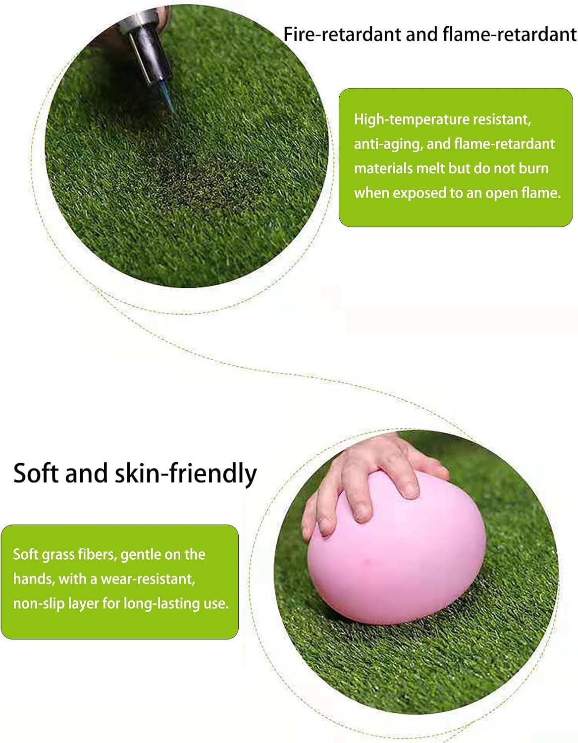 Artificial Grass Rug for Indoor/Outdoor Decor - Realistic Synthetic Turf Carpet for Balcony, Patio, Kindergarten - Thick Fake Grass Mat for Garden Fencing & Landscaping(1x2 Meters/3.3x6.6 feet)