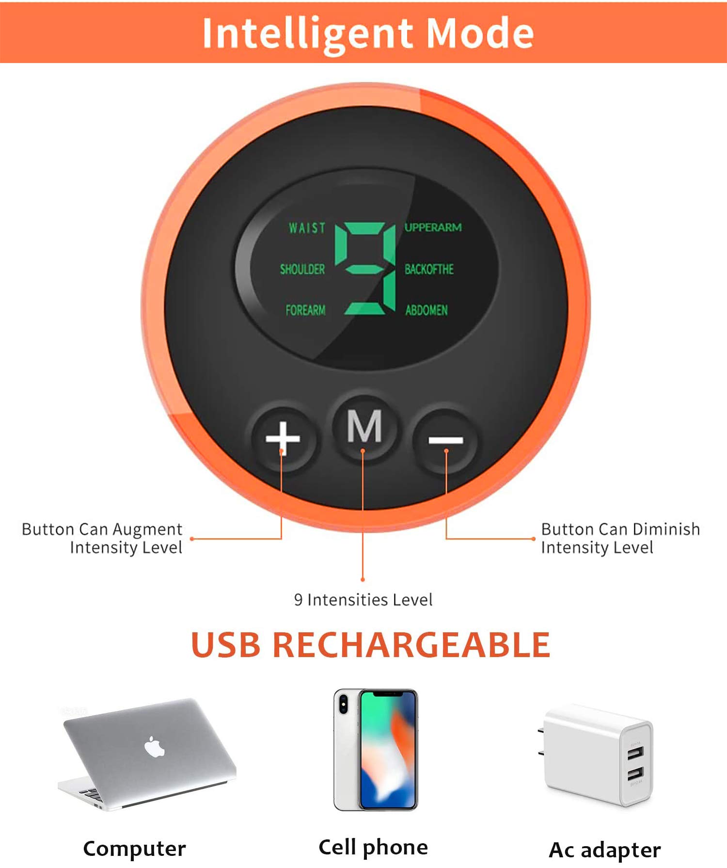 AILEDA EMS trener mięśni brzucha, urządzenie treningowe EMS, przenośny stymulator mięśni, ładowany przez USB, elektryczny trener mięśni brzucha, ramion, nóg, biegów