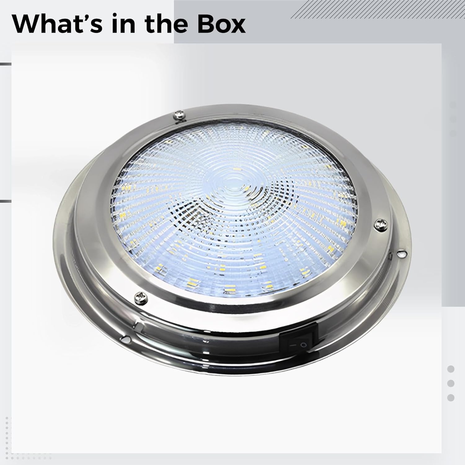 5.5 in 42 Led Boat Dome Light, 12/24V Mount Marine Light, Stainless Steel, Toggle Switch, Waterproof