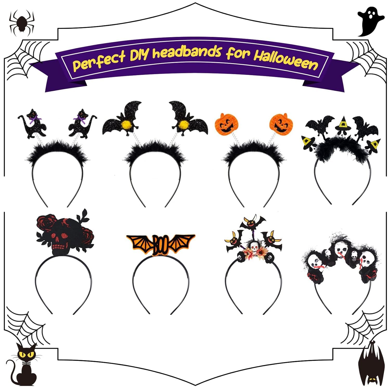 Candygirl 36pcs Black Plastic Headbands for Womens Girls Thin Plain DIY Craft Head Band Skinny Hard Hairband with Teeth Comb 2/5"(1cm) Width | 0.4 Inch Plastic Headbands for Women Makeup, DIY Craft,Work, School,Travel