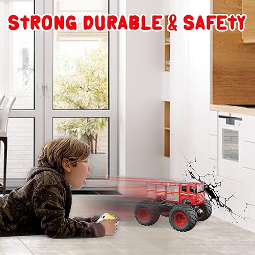 Miniatura 5 de Desdoni Auto a control remoto, autobús escolar RC para niños, camión monstruo de juguete de 2.4 GHz, escala 118, 12 KMH, modelo de vehículo con