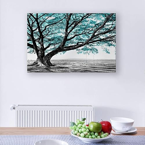 Miniatura 5 de Decoración rústica de baño verde azulado para el hogar, dormitorio, fotos de árbol blanco y negro, decoración de pared de cocina campestre,