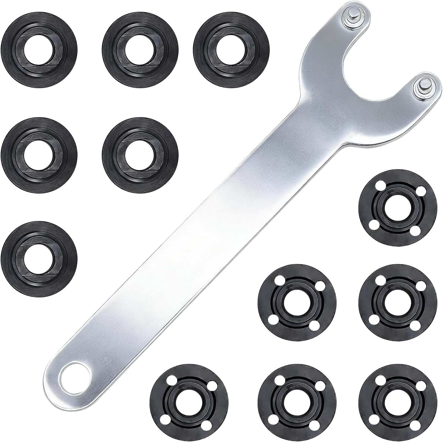 5/8”-11 Angle Grinder Nut Angle Grinder Wrench Kit, Flange Metal Lock Nut Fit for 4.5"/5"/7" Grinder, Replace 193465-4 (12+1/Pack)