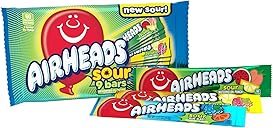 Airheads SOUR Candy Bars, Sour Watermelon Punch, Blue Blast, Lemon Berry Squeeze, 9 Bar Movie Theater Box
