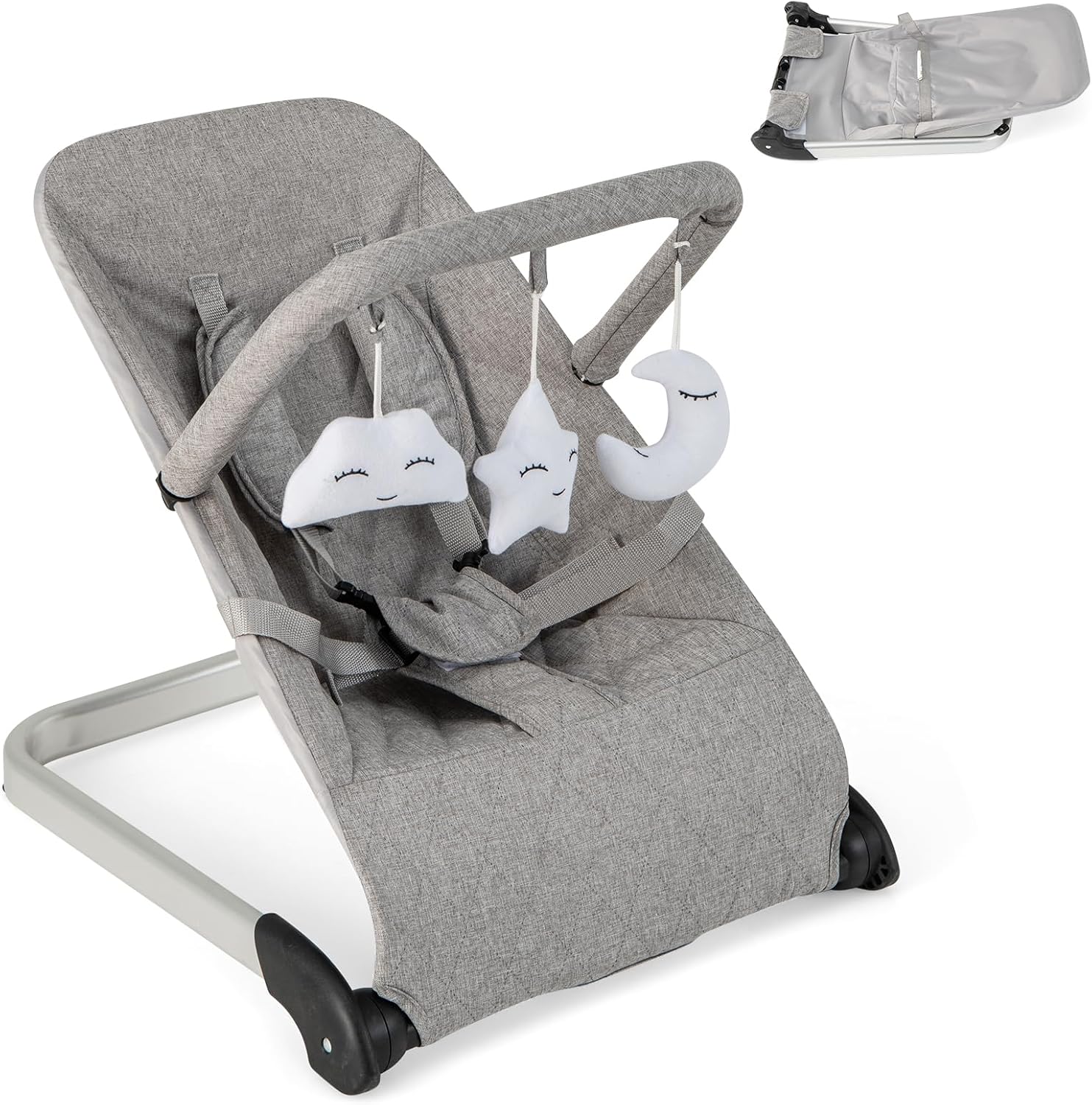 HONEY JOY Baby Bouncer, Portable Folding Infant Newborn Stationary Seat