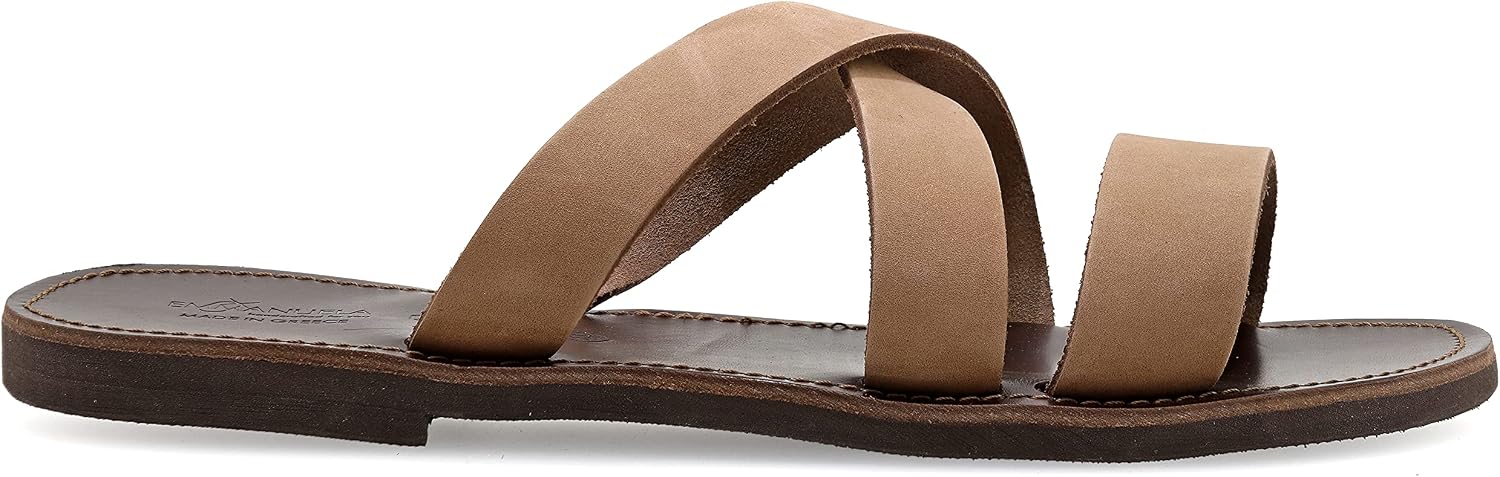 Emmanuela Ancient Greek Style Leather Sandals for Men, Quality Handmade Open Toe Men's Sandals, Slide on Summer Shoes, Slider Strappy Mules